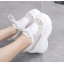 รองเท้าผ้าใบเสริมส้นงานผ้าลูกไม้สีดำ/ขาว/ชมพู/เหลือง ไซต์ 35-39