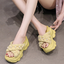 รองเท้าส้นเตารีดแบบสวม ไซส์ 34-39 สีดำ/ครีม/เหลือง/ฟ้า/ชมพู