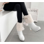 รองเท้าบูทส้นสูงแต่งขนปุยสีชมพู/ขาว/ครีม/ดำ ไซต์ 34-39