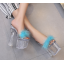 รองเท้าส้นแก้วแต่งขนฟรุ้งฟริ้งสีชมพู/ฟ้า/ขาว/ดำ ไซต์ 34-40
