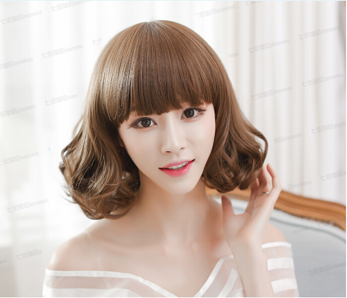 C1130 วิกผมลอนสั้น หน้าม้า