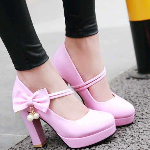 รองเท้าคัทชูส้นสูงน่ารักๆ ไซต์ 34-43 สีดำ/ขาว/ครีม/ชมพู/ม่วง