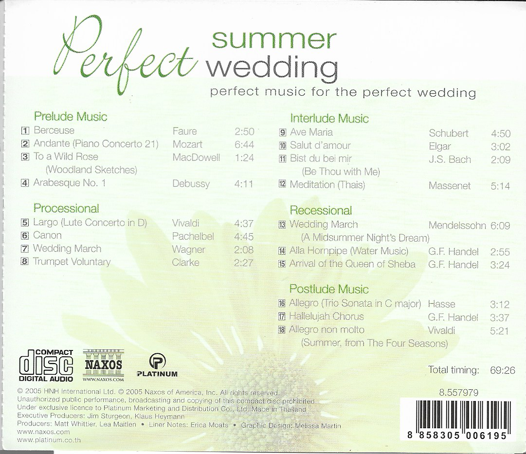 CD,Perfect Summer Wedding (2005)(Classics)(instrumental)(VA)(Naxos)(Thai)