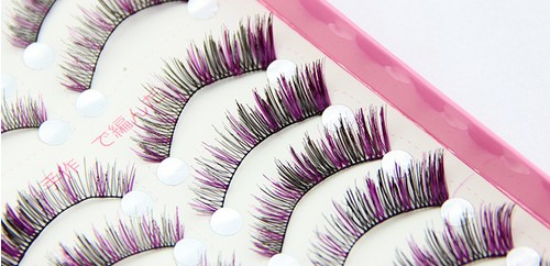 HS-39 ขนตาปลอม(ราคาส่ง) สีม่วงแดง+ดำ ขั้นต่ำ 15 เเพ็ค คละเเบบได้