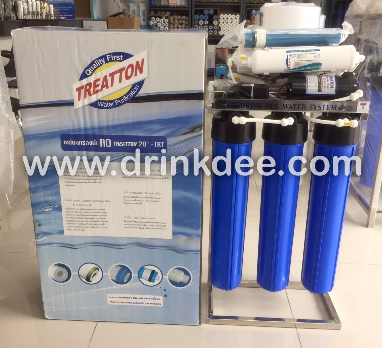 เครื่องกรองน้ำ 5 ขั้นตอน RO.150GPD. โครงสแตนเลส