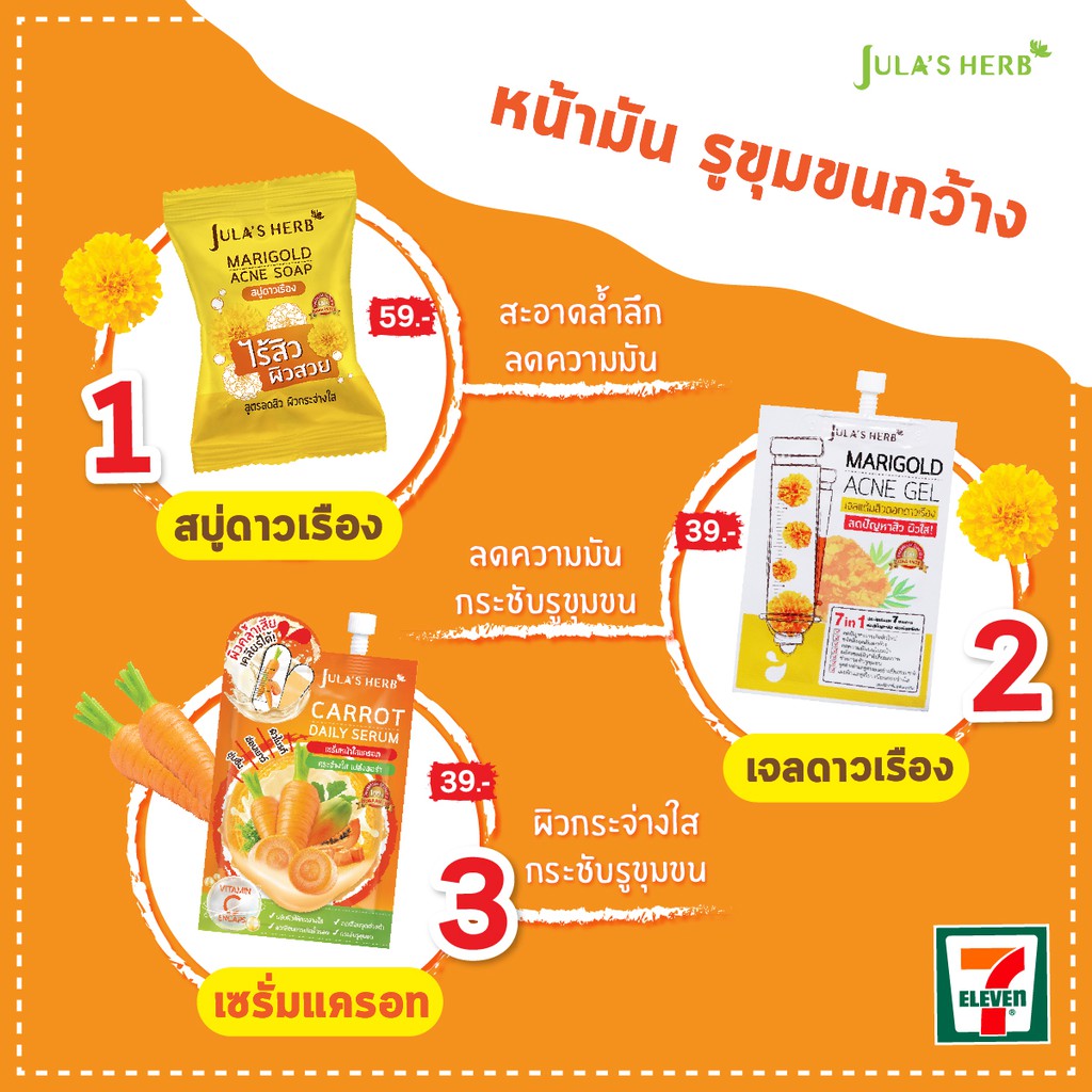 Jula's Herb จุฬาเฮิร์บ สบู่ดาวเรืองลดสิว 70 g. ยกกล่อง 4ก้อน