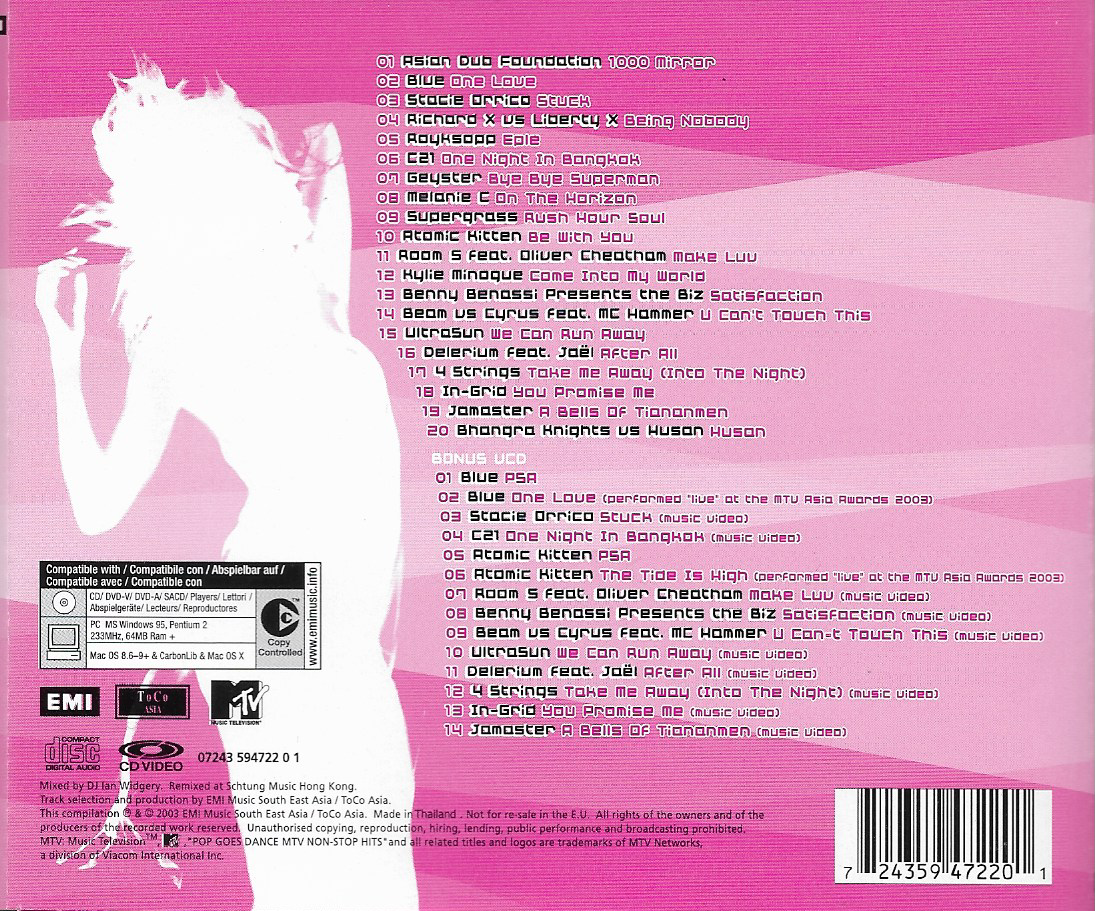 CD+VCD,Pop! Goes Dance! MTV Non-Stop-Hits (Various Artists)(2003)(Thai)