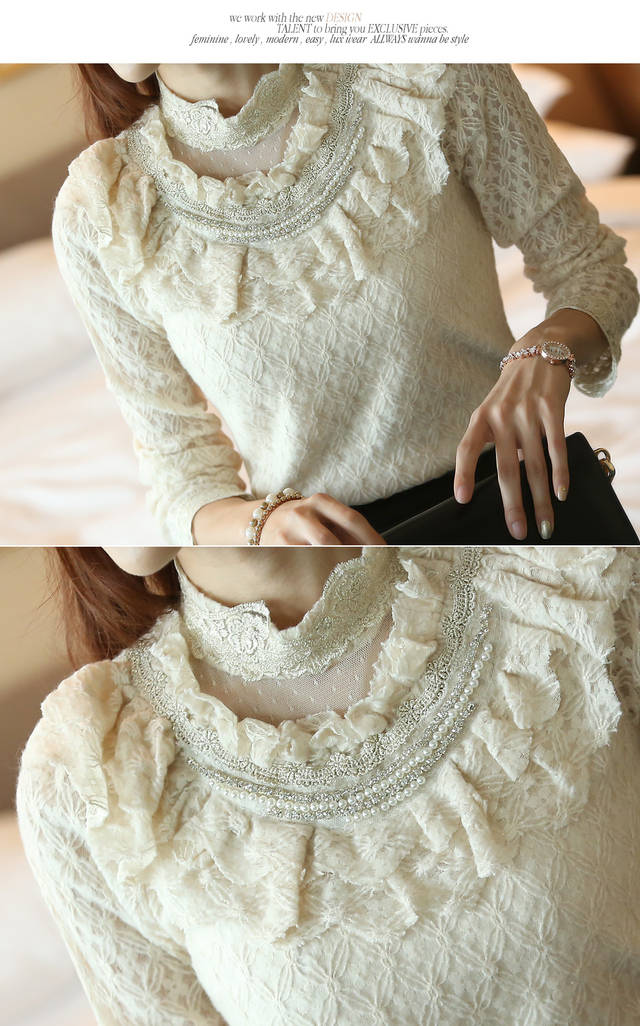 ***พร้อมส่งSL*** เสื้อผ้าลูกไม้สีดำ แต่งมุกที่คอแต่งระบายลุกไม้ แขนยาวมีซับในสวยเหมือนแบบค่ะ