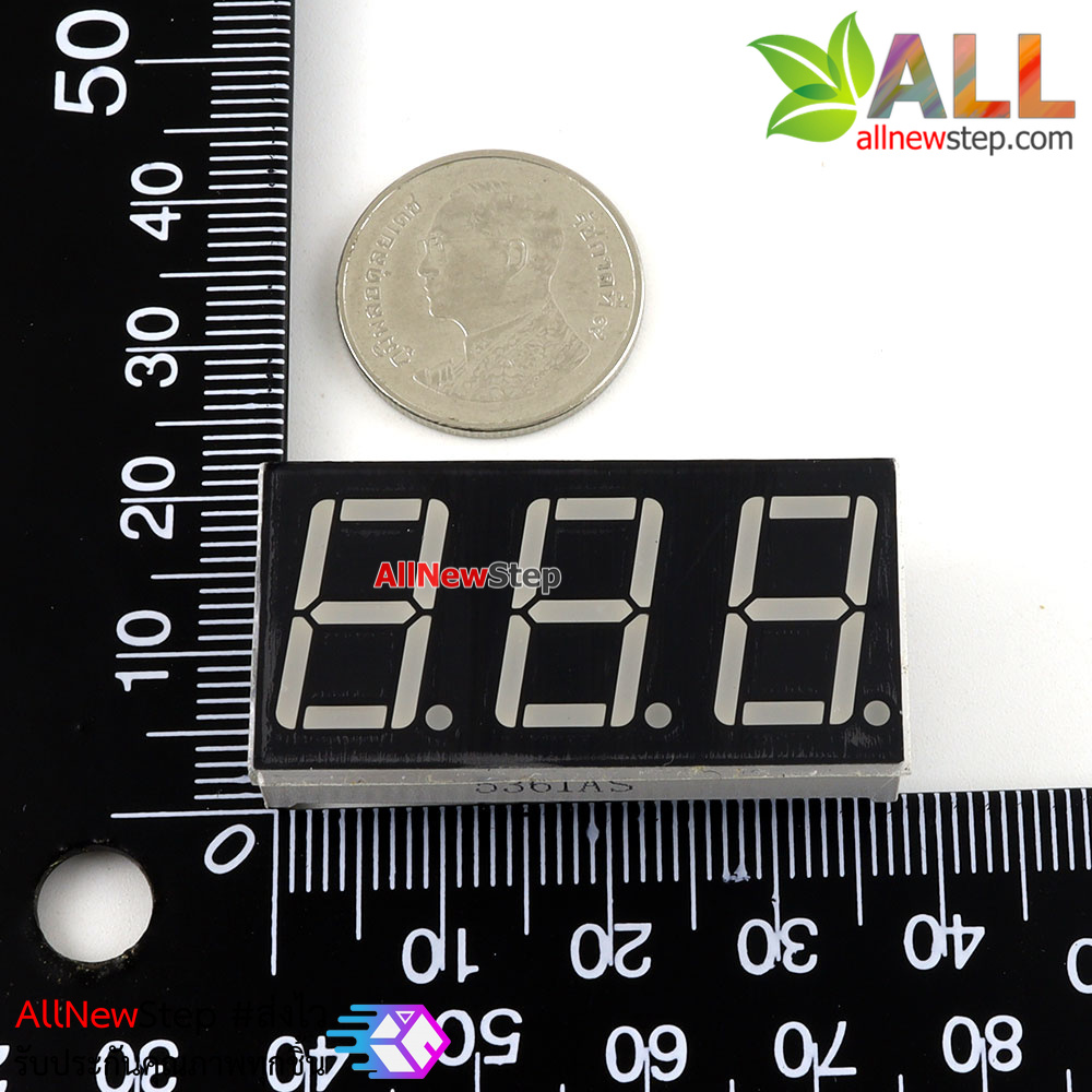 7 Segment 0.56 นิ้ว Common Cathode 3 digit Red ไฟ 7 segment 0.56 3 หลัก สีแดงแบบไฟลบร่วม 5631A / 5361A