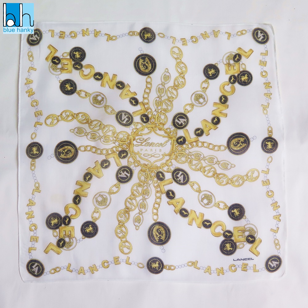 #1 18" LANCEL ผ้าเช็ดหน้ามือ2 สภาพดี ผ้าเช็ดหน้าผืนใหญ่