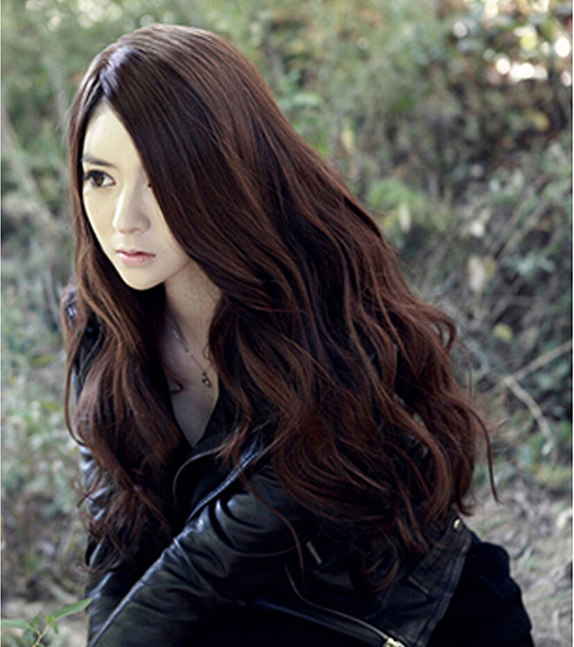 C1121 วิกผมลอนยาวเเสกข้าง เห็นหนังศรีษะ