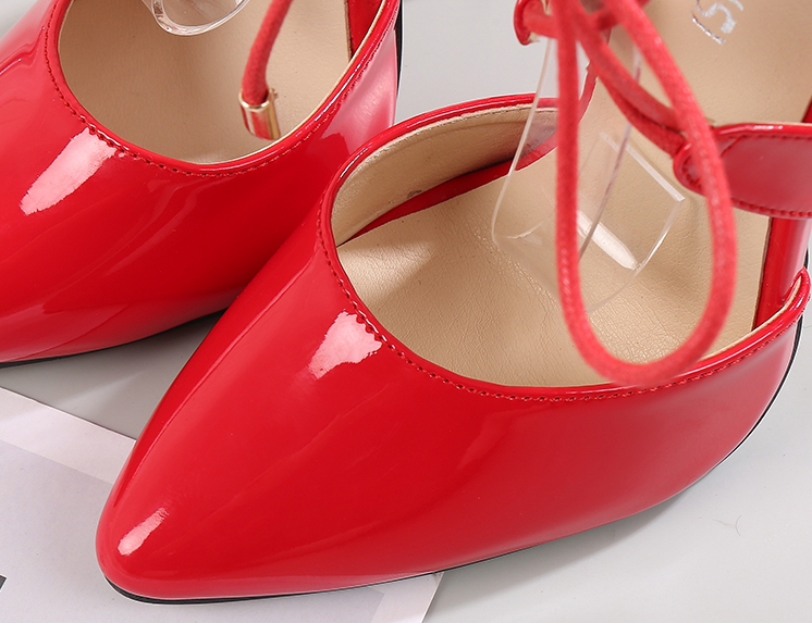 รองเท้าส้นสูง 6.4 นิ้วส้นเข็ม ไซต์ 34-46 สีดำ/แดง/ชม/เงิน