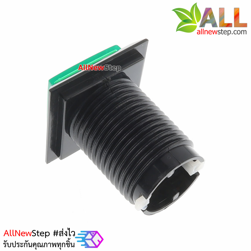 ปุ่มกดตู้เกม สวิตช์กดติดปล่อยดับสี่เหลี่ยมขนาด 33x33mm พร้อมไฟ LED สีเขียว