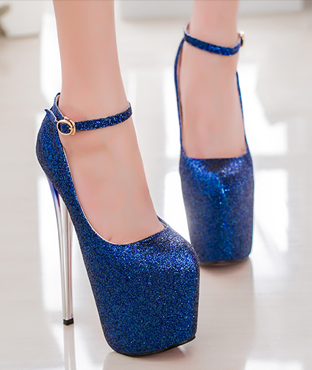 รองเท้าส้นสูง ไซต์ 34-43 สีน้ำเงิน สีชมพูอ่อน สีชมพูเข้ม