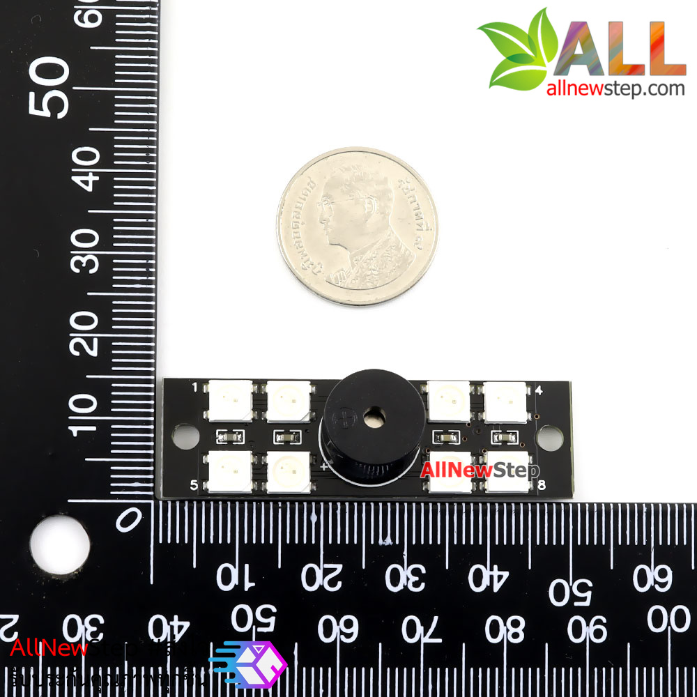 Colorful Active Buzzer โมดูลไฟ LED RGB WS2812B 8 ดวง พร้อมสัญญาณเสียงบัซเซอร์
