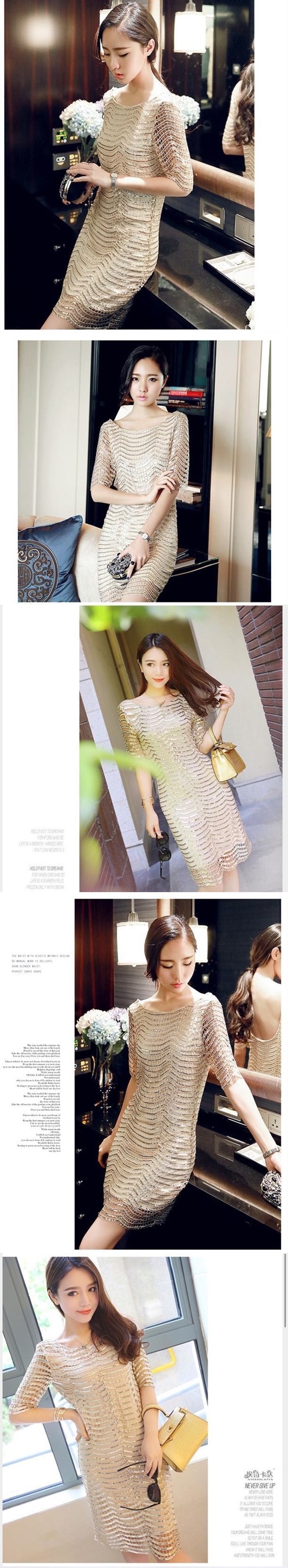 ***หมดค่ะ***เดรสไสตล์เกาหลี ดีเทลผ้าลูกไม้ปักเลื่อมสีทอง ทรงหลวม คอกว้าง แขนสั้น ไสตล์สาวหวานซ่อนเปรี้ยว งานมีซับใน ตัดเย็บเรียบร้อย สวยเหมือนแบบค่ะ