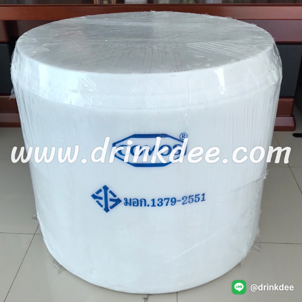 ถังเก็บน้ำ-เคมี PE 500 ลิตร หนา 4.8 มิล (ทรงกระบอก ปากกว้าง)