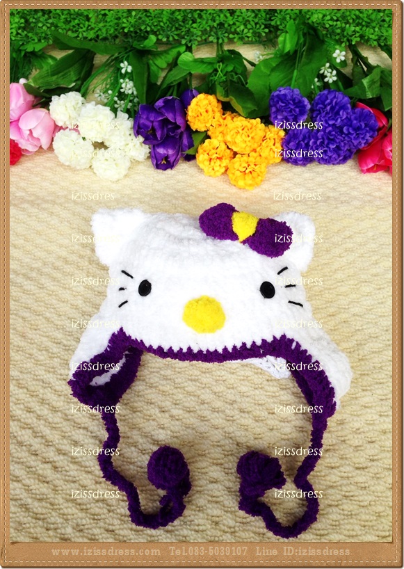ใหม่สุดๆ พร้อมส่งหมวกคิตตี้สีขาวฟ้า kitty ผลิตจากไหมขนแกะอย่างดี สวมใส่นุ่มสบายศีรษะค่ะ