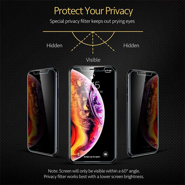 (ติดง่าย) ฟิล์มกระจก กันมอง พร้อมกรอบช่วยติด ใช้สำหรับ iPhone 15 Pro Max 15 Plus 14 Pro 13 Pro 12 Pro 11 Xs Max ใบกำกับภาษี