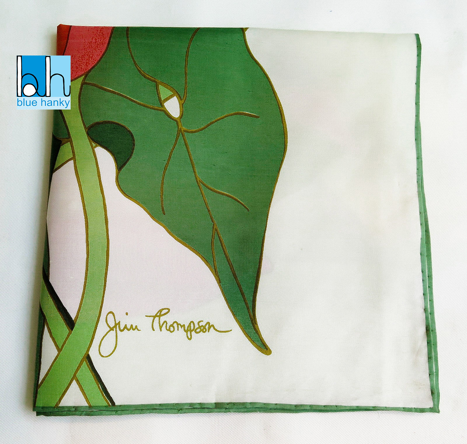 #92 18" Jim Thompson ผ้าเช็ดหน้ามือ2 สภาพดี ผ้าเช็ดหน้าผืนใหญ่