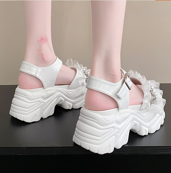 รองเท้าส้นเตารีดรัดส้นมี 2 รุ่น ไซส์ 34-39 สีดำ/ขาว/ชมพู
