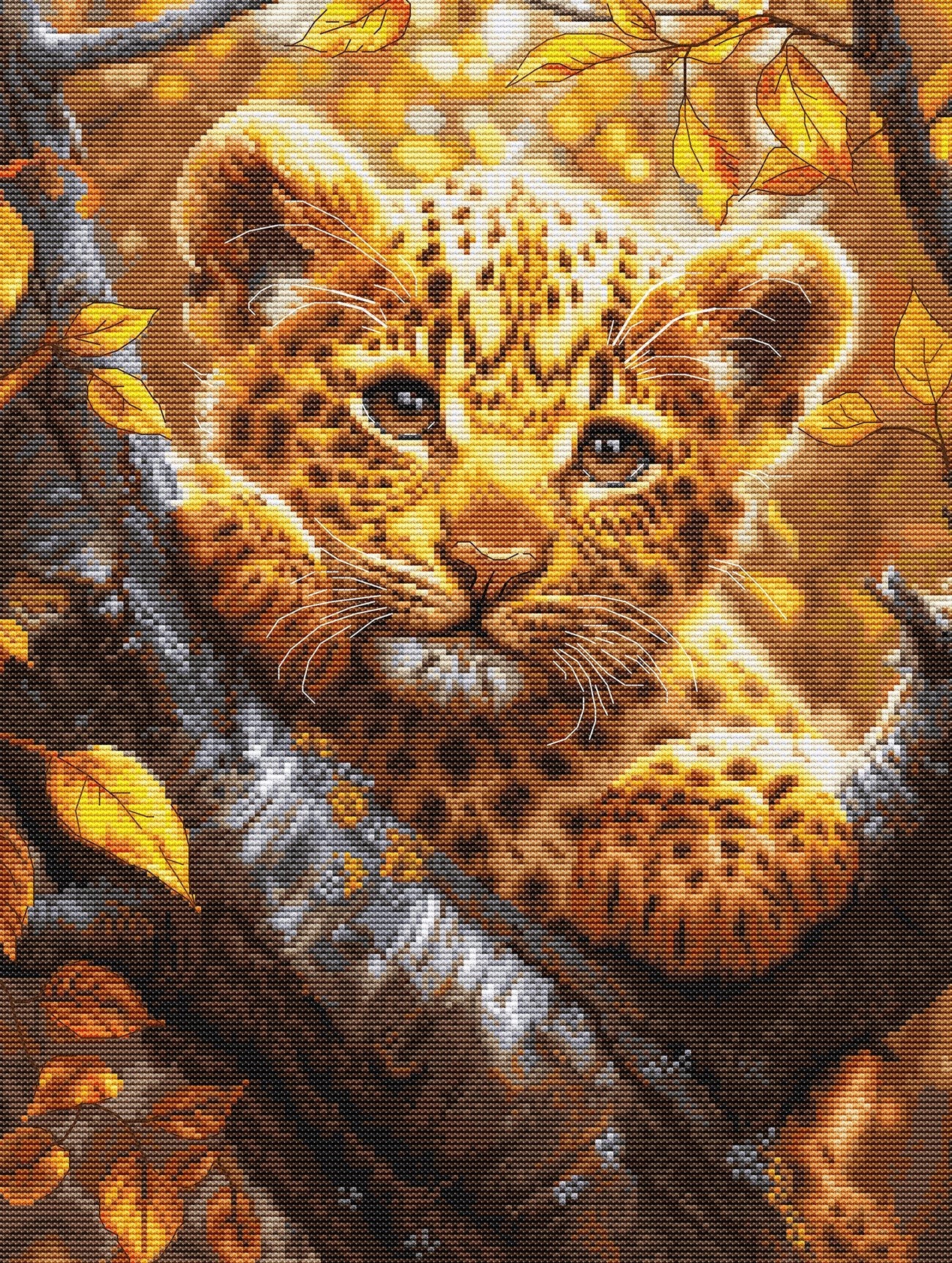 Luca-S ชุดปักครอสติช Leopard Cub at Sunrise