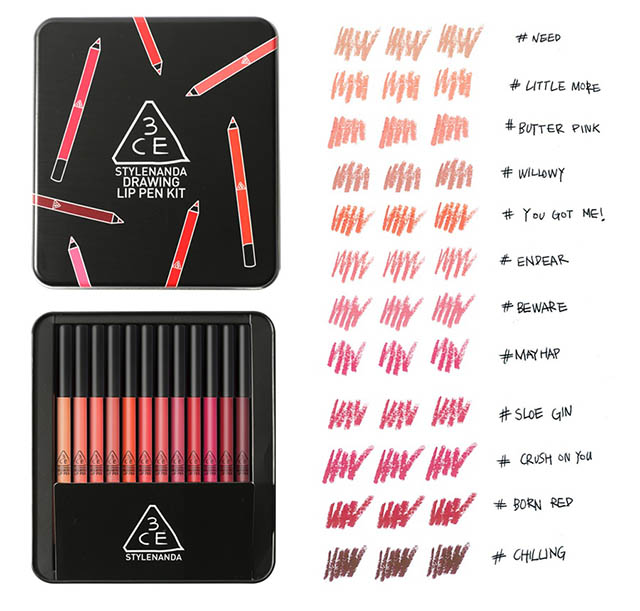 3CE DRAWING LIP PEN KIT เซ็ตลิปดินสอสี