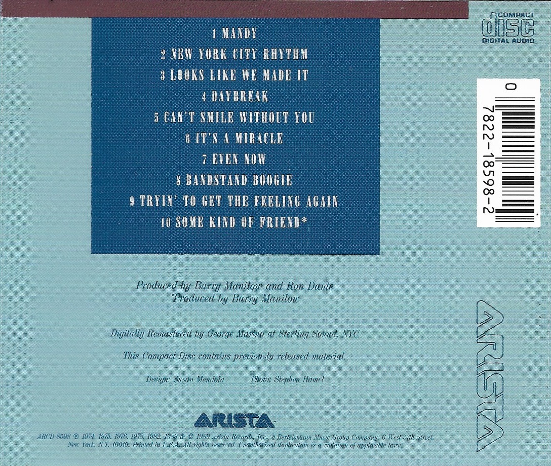 Used CD,Barry Manilow - Greatest Hits, Vol. 1 (B)(1989)