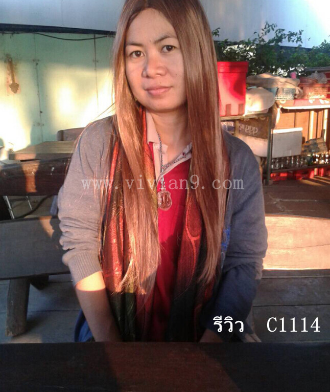 C1114 วิกผมตรงยาวเเสกกลางเห็นหนังศรีษะ