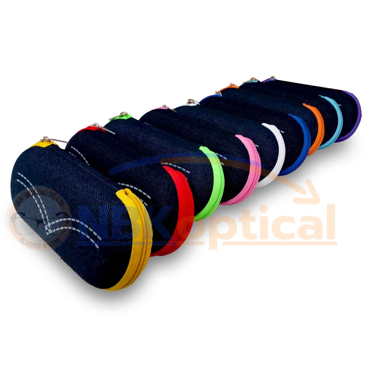 กล่องแว่นยีนส์ซิปขอบสี (ขายแยกสี)