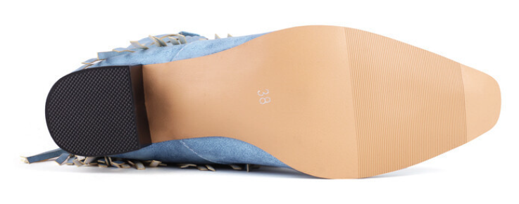 รองเท้าบูทคาวบอยสีกากี/เทาเข้ม/เทาอ่อน/ฟ้า ไซส์ 34-43