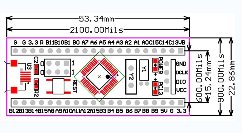 บอร์ด STM32F103C6T6 แบบบัดกรีแล้ว stm32f103c8t6 stm32 arm embedded microcontroller