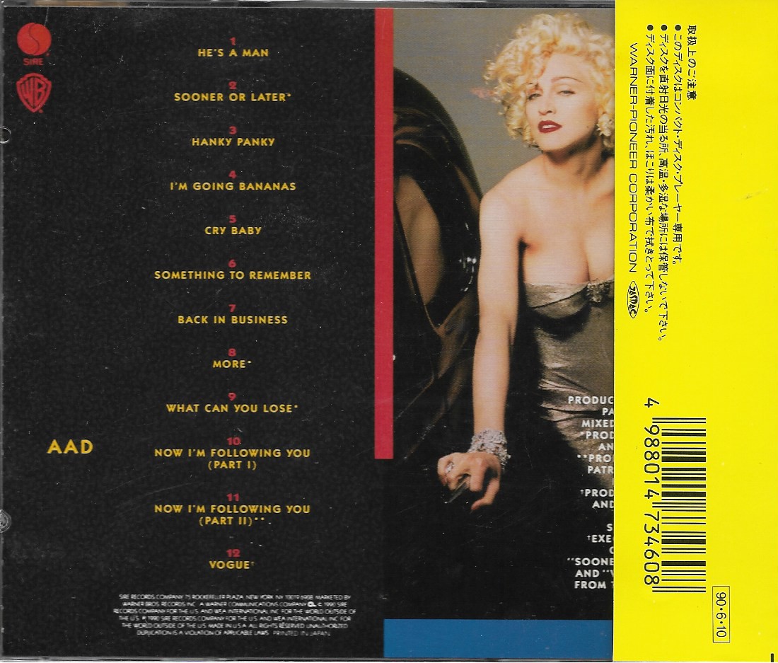Used CD,Madonna - I'm Breathless (A+)(Music From and Inspired by the film Dick Tracy)(Soundtrack)(OST.)(1990)(Japan)