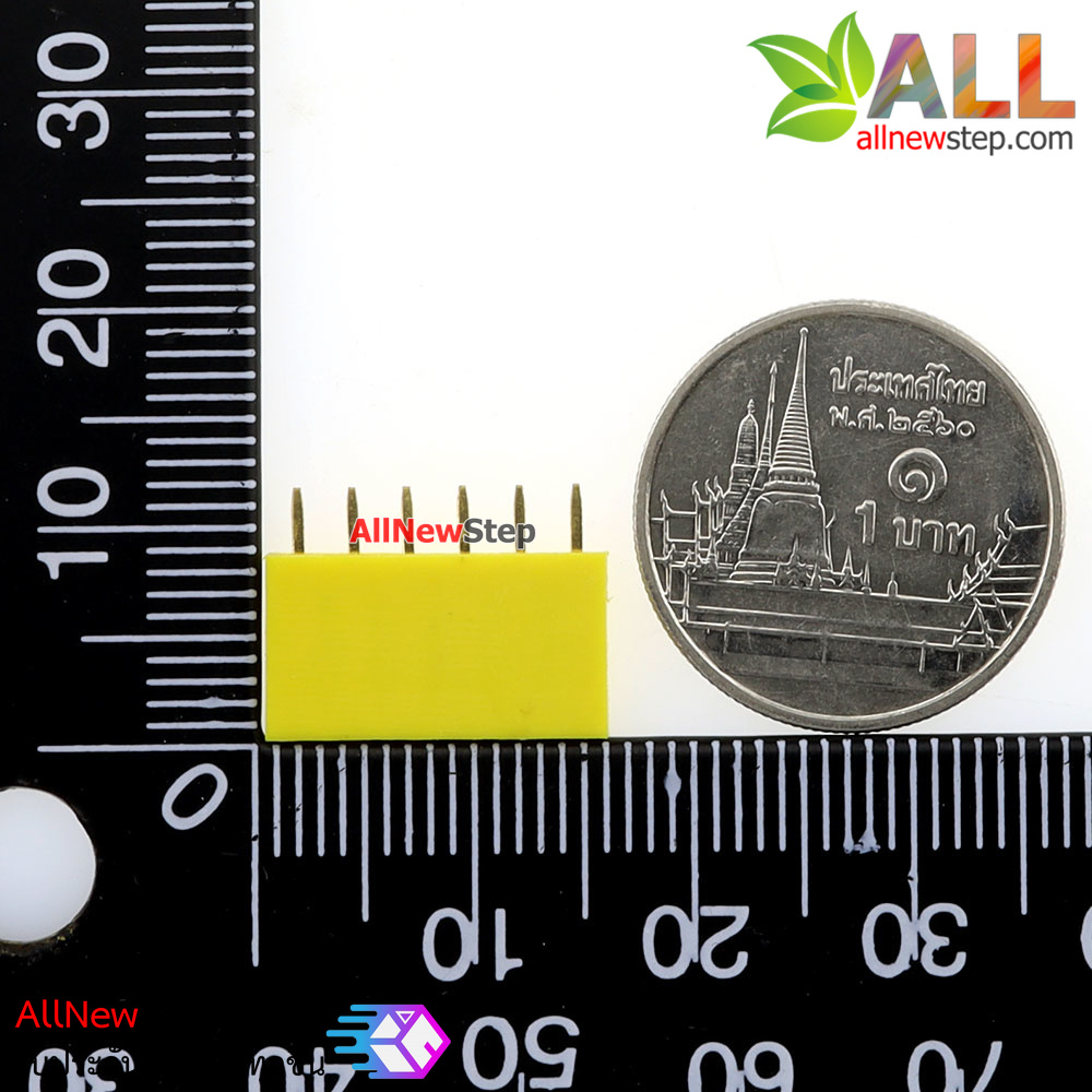 Pin header Female Header Single Row 2.54mm 6p Pin1x6 สีเหลือง