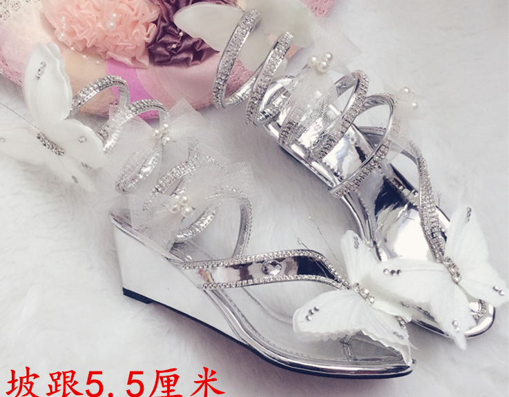 รองเท้างานพันรอบขาแต่งผีเสื้อ ไซต์ 34-41 มีส้นหลายแบบ