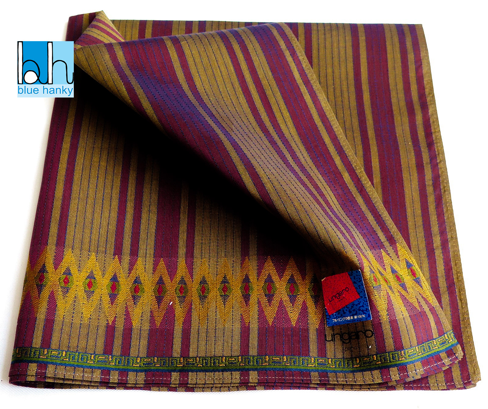 #188 19" ungaro ผ้าเช็ดหน้ามือ2 สภาพดี ผ้าเช็ดหน้าผืนใหญ่