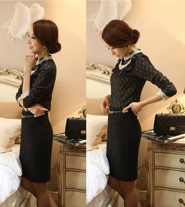 ***พร้อมส่งSL*** เสื้อผ้าลูกไม้สีดำ แต่งมุกที่คอแต่งระบายลุกไม้ แขนยาวมีซับในสวยเหมือนแบบค่ะ