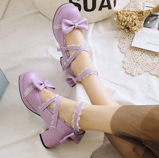 รองเท้าส้นสูง 2 นิ้วน่ารักๆ ไซต์ 34-46 สีดำ/ขาว/น้ำตาล/ชมพู/ม่วง