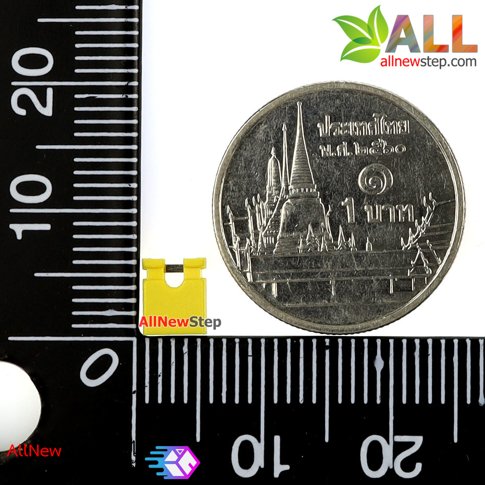 จัมเปอร์สีเหลือง Mini Jumper 2 Pins Female Pitch 2.54mm จำนวน 10 ชิ้น
