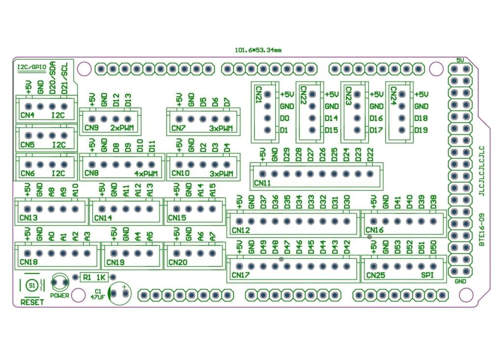 I/O Extension PCB for MEGA 2560 R3 โมดูลขยายขาสำหรับบอร์ด Arduino MEGA 2560 R3