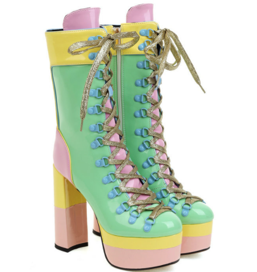 รองเท้าบูทสีพาสเทล ไซส์ 33-43 สีเหลือง/เขียว