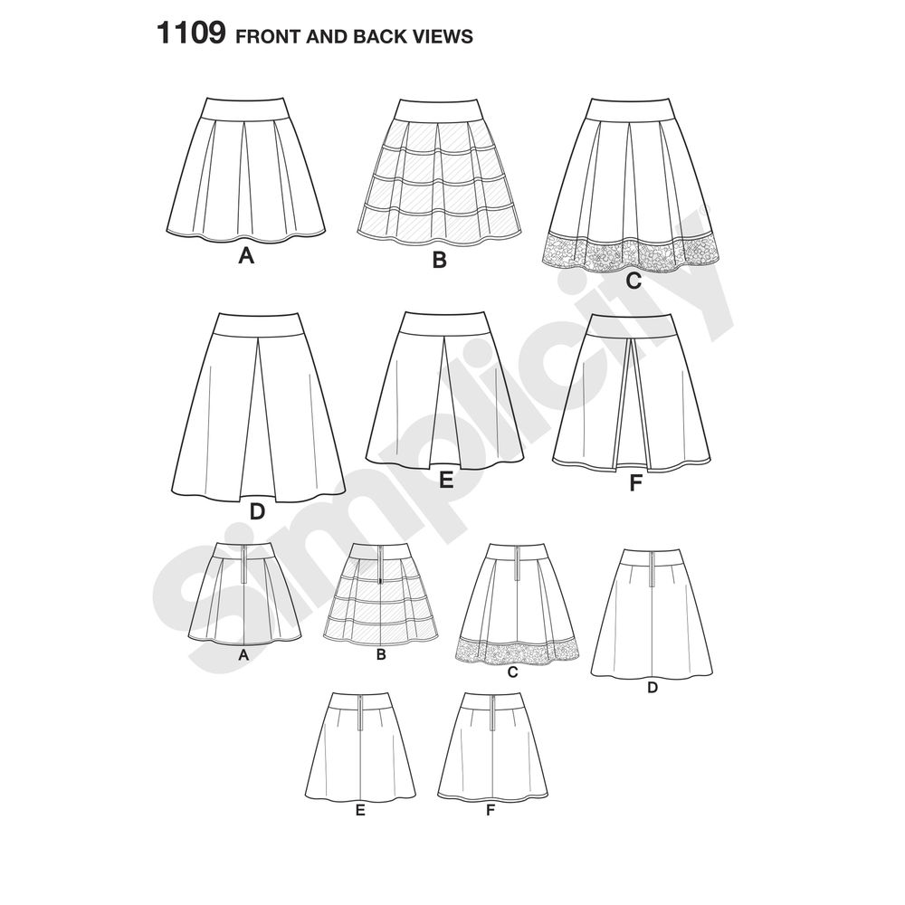แพทเทิร์นตัดกระโปรงทวิส Simplicity 1109 Size: 6-14, 14-22