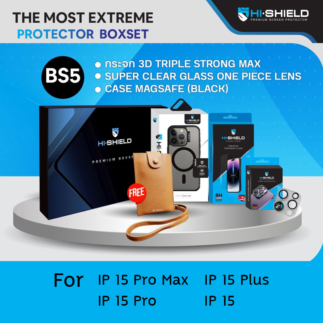 Hishield Box Set เคส + ฟิล์มกระจก + กระจกเลนส์กล้อง One piece Lens Aluminium ใช้สำหรับ iPhone 15 Pro Max 15 Plus ใบกำกับภาษี