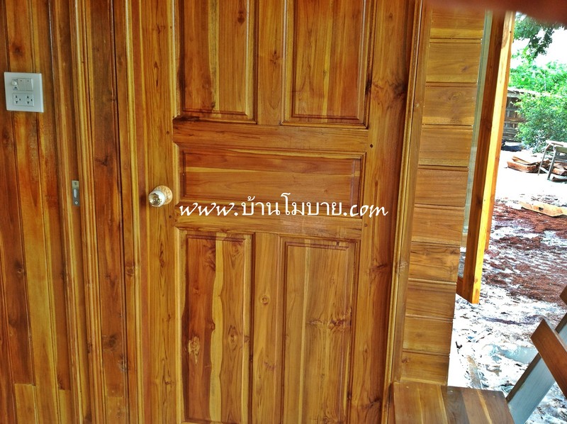 บ้านไม้สัก ขนาด 4*6 เมตร ประตูสไลด์ ทุกบาน (1 ห้องนอน 1 ห้องน้ำ 1 ห้องนั่งเล่น)