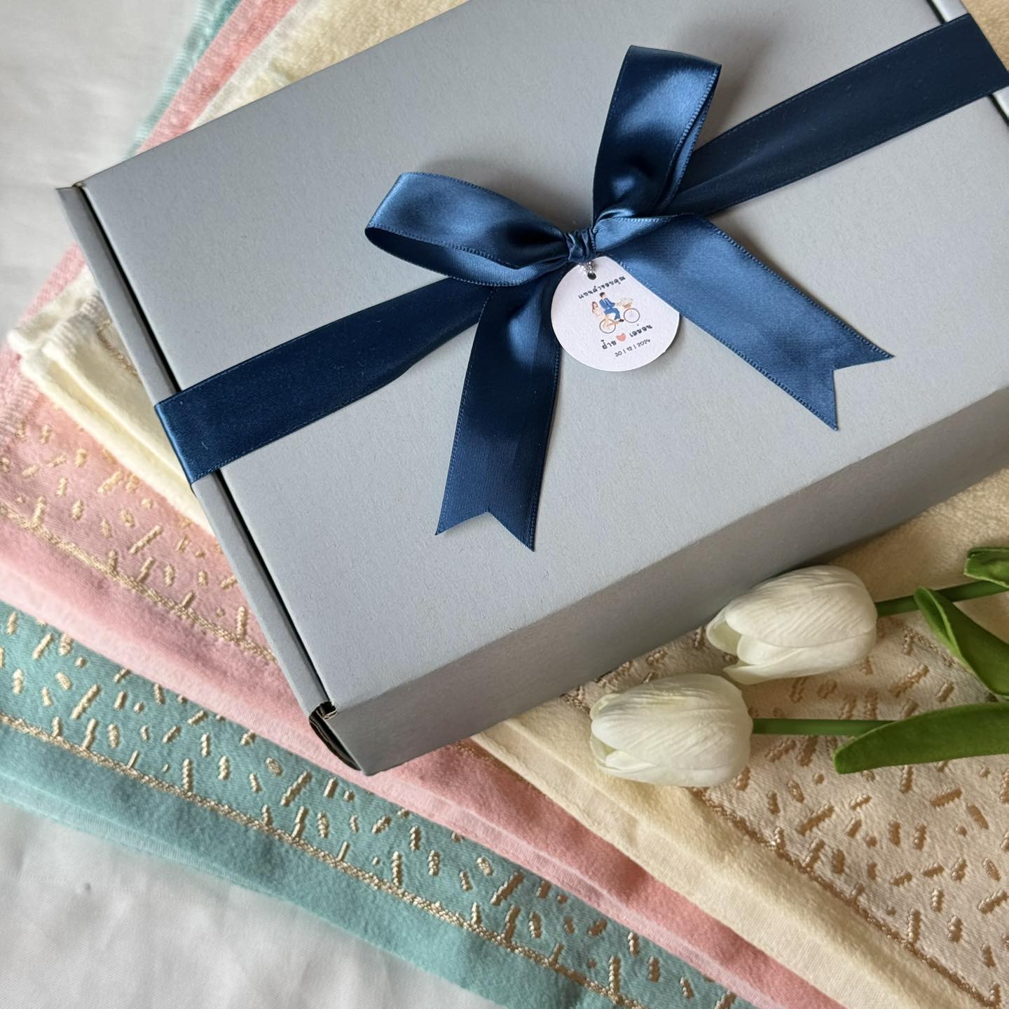 ผ้าขนหนูเนื้อ cotton ขนาดเช็ดตัว 29x57 นิ้ว แพ็คกล่องหูช้าง