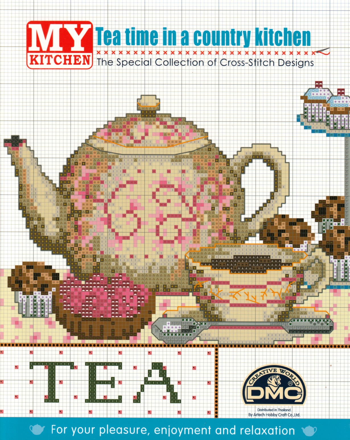 Pinn หนังสือลายปักครอสติช Tea Time in a Country Kitchen