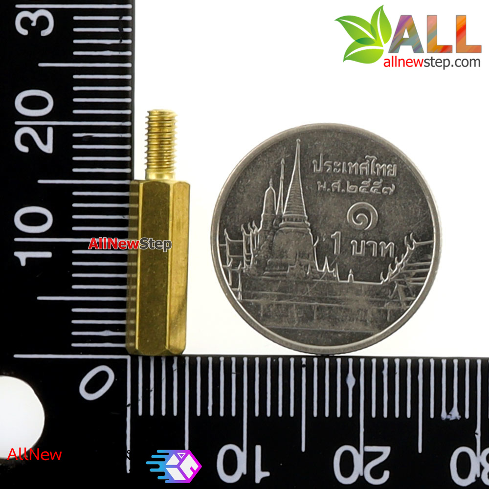 Pillars Nut M3 น็อตตัวเมีย ทองเหลืองแบบยาว 15+6mm