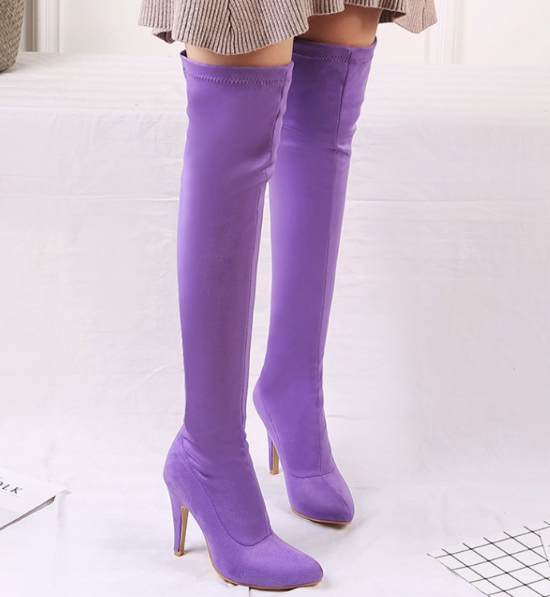 รองเท้าบูทยาวเลยเข่า ไซต์ 34-43 สีดำ/เหลือง/ชมพู/ม่วง/ชมพูอ่อน/ชมพูเข้ม