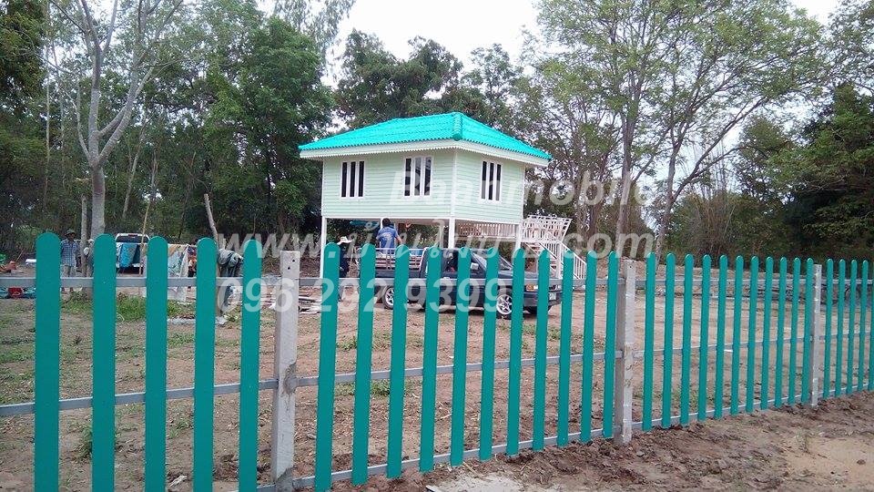 บ้านน๊อคดาวน์ ขนาด 6*7 เมตร ระเบียง 3*3 เมตร ยกสูง 2 เมตร (2ห้องนอน 2ห้องน้ำ 1ห้องรับเเขก)