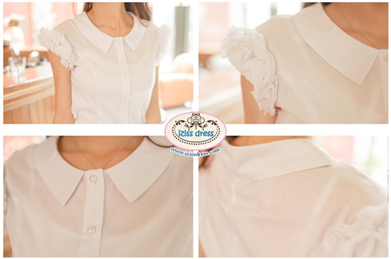 ***หมดค่ะ***เสื้อผ้าคอตตอนสีขาวเข้ารูป แขนระบาย สวยหวานเหมือนแบบค่ะ